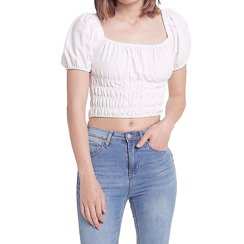 NWT | ELODIE | Square Neck Smocked Top | L